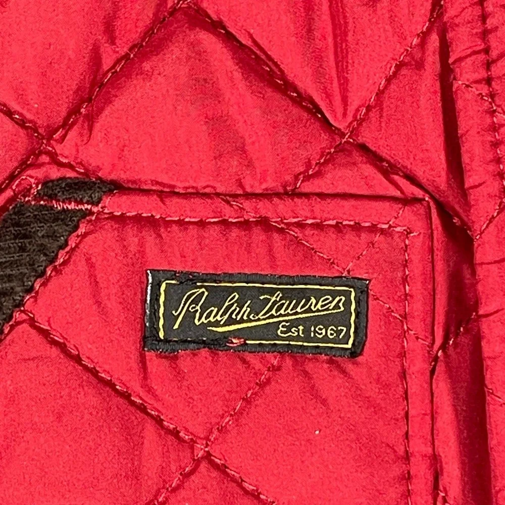 Ralph Lauren Quilted Barn Jacket Red Corduroy Collar Baby Toddler 6M
